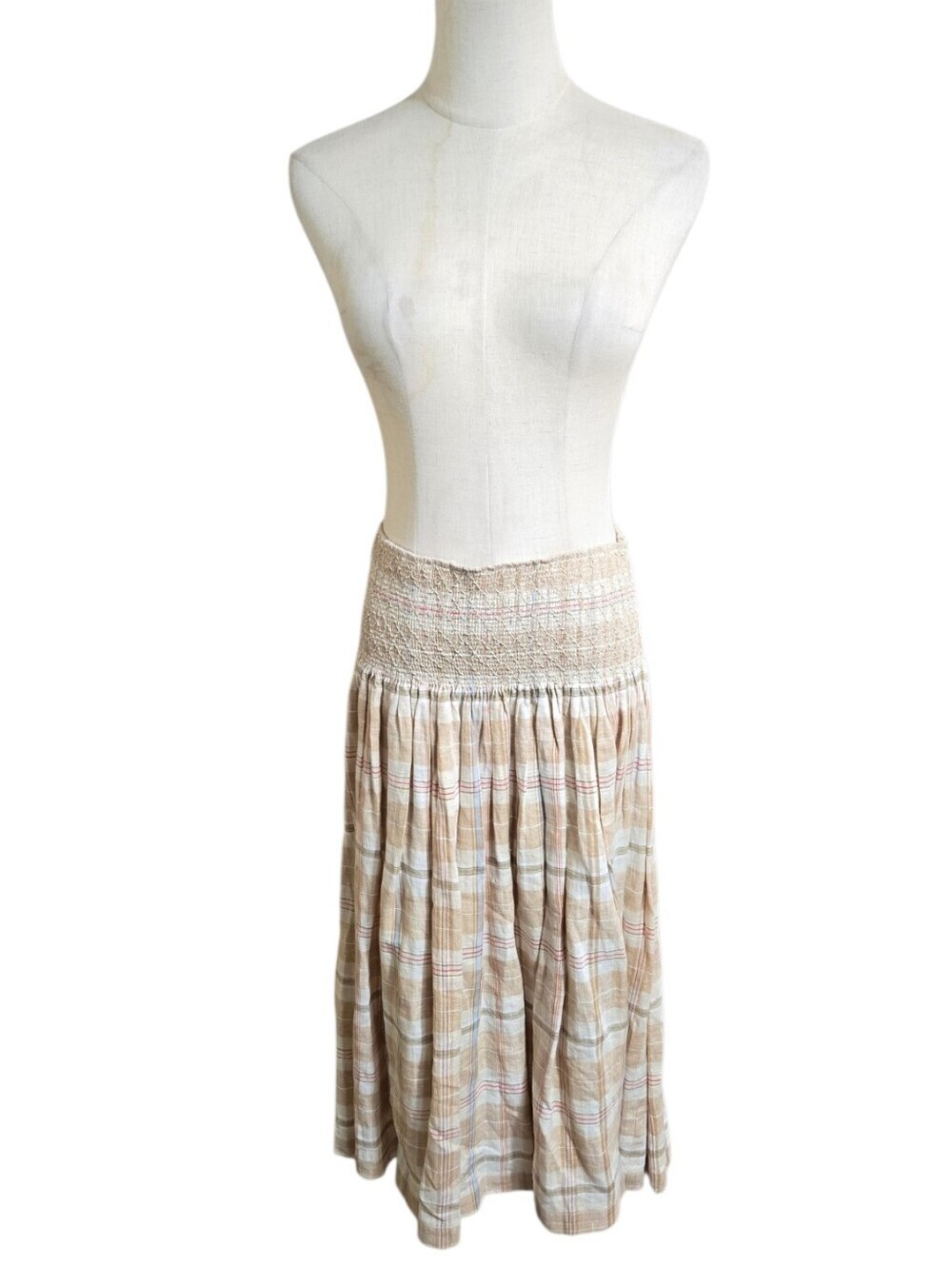 Tommy Hilfiger Beige Plaid Midi Skirt